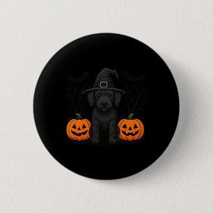 Witchy Black Labradoodle Dog Halloween Spooky Bats 6 Cm Round Badge