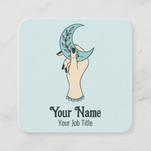 Witchy Blue Crescent Moon Business Card
