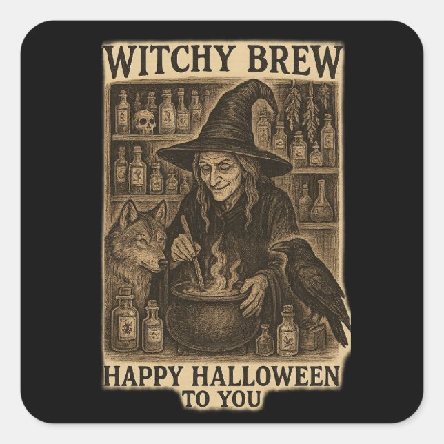 Witchy Brew Halloween Stickers (Front)