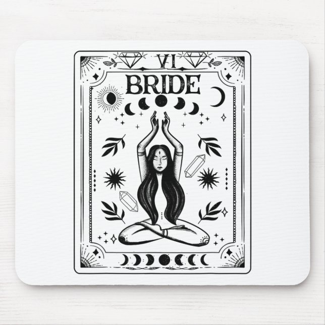 Witchy Bride Coven Tarot Celestial Gothic Bachelor Mouse Mat (Front)