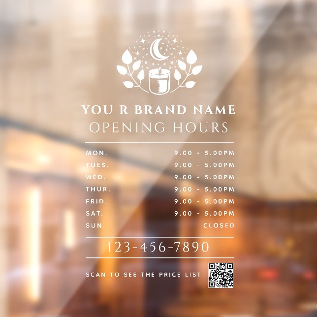 Witchy Candle Shop Opening Hours QR code Window Cling (Sheet 2)