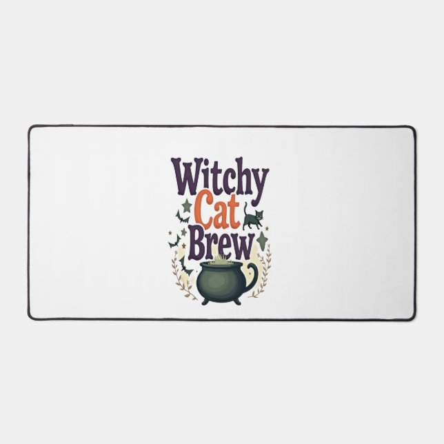 Witchy Cat Brew Desk Mat (Front)