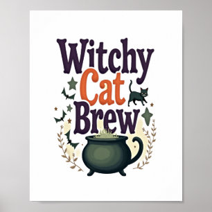 Witchy Cat Brew Poster