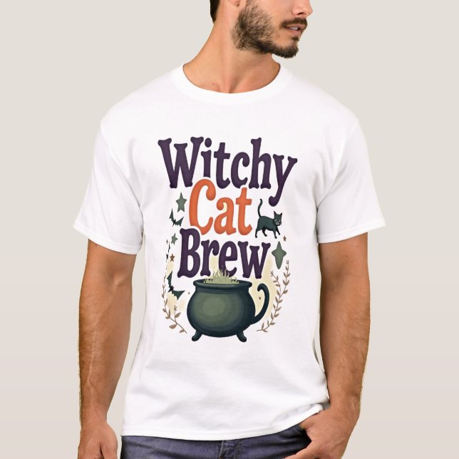 Witchy Cat Brew T-Shirt (Front)