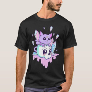 Witchy Cat Cute Pastel Goth Creepy Cats Skull Kitt T-Shirt