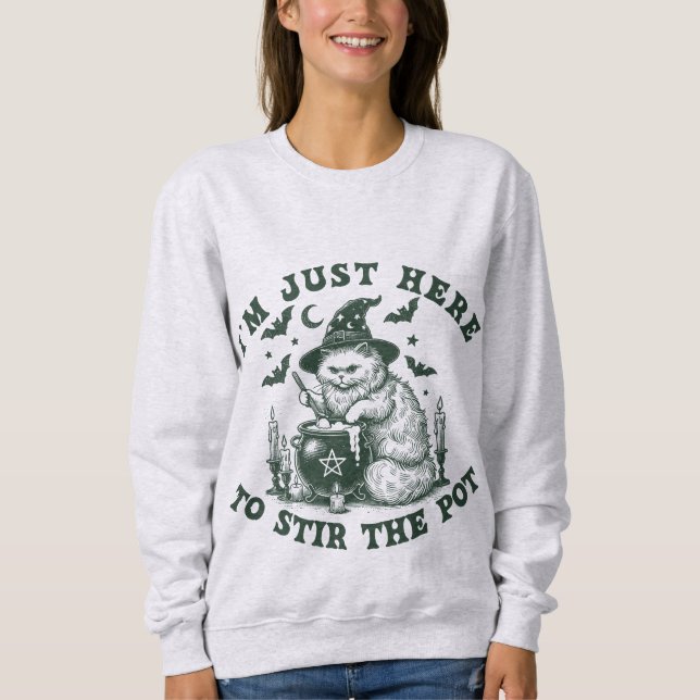 Witchy Cat Halloween Sweatshirt (Front)