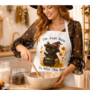 witchy Cat - I’m Just Here to Stir the Pot Apron