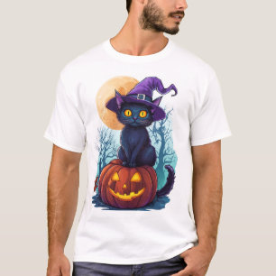  Witchy Cat on a Pumpkin T-Shirt