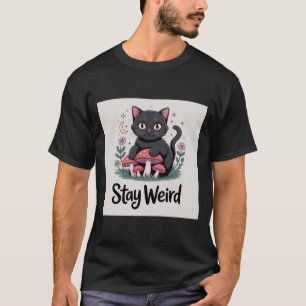 Witchy Cat Stay Weird Cottagecore Goth Aesthetic T T-Shirt