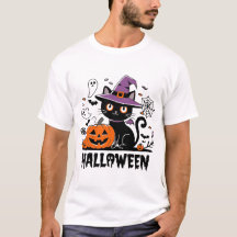 Witchy Cat with Pumpkins - Halloween Fun