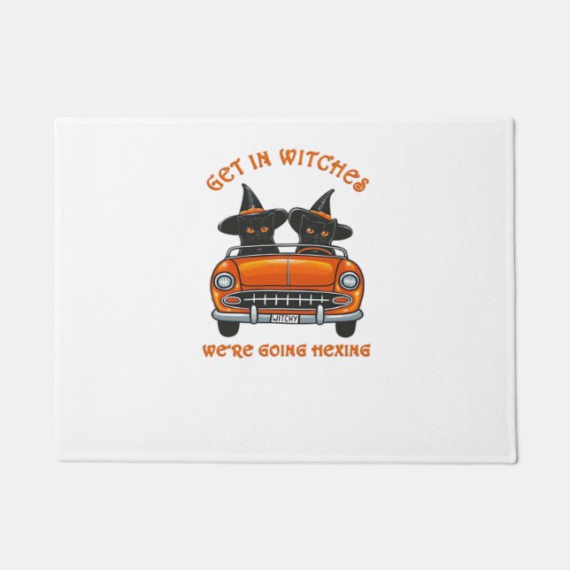 Witchy Cats Going Hexing Oversized T-Shirt Doormat (Front)