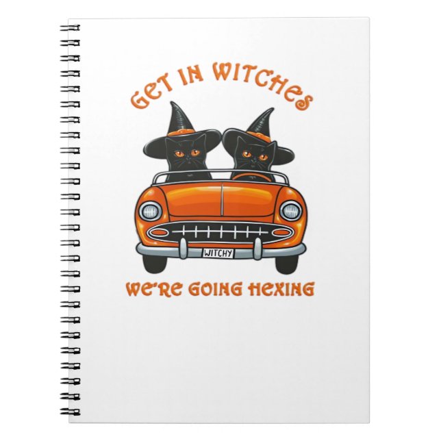 Witchy Cats Going Hexing Oversized T-Shirt Notebook (Front)