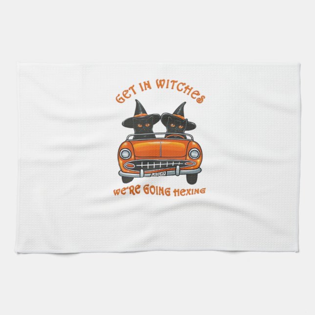 Witchy Cats Going Hexing Oversized T-Shirt Tea Towel (Horizontal)