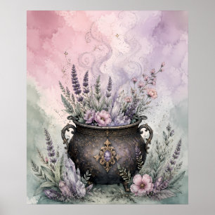 Witchy Cauldron Lavender Crystal Whimsigoth Poster