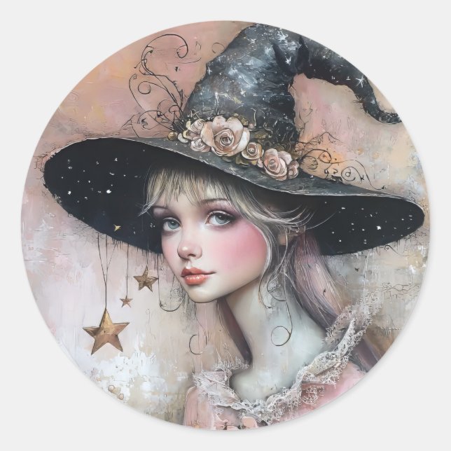 Witchy  classic round sticker (Front)