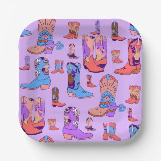 witchy cowgirl cowboy boots rodeo festival paper plate