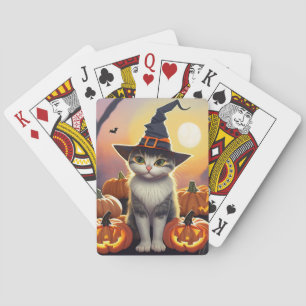 Witchy cute Halloween Cat Playing Cards