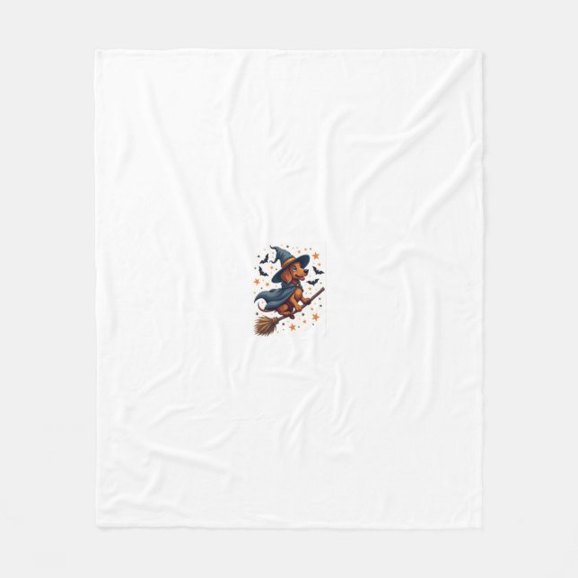 Witchy Dachshund Delight Fleece Blanket (Front)
