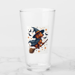 Witchy Dachshund Delight Glass