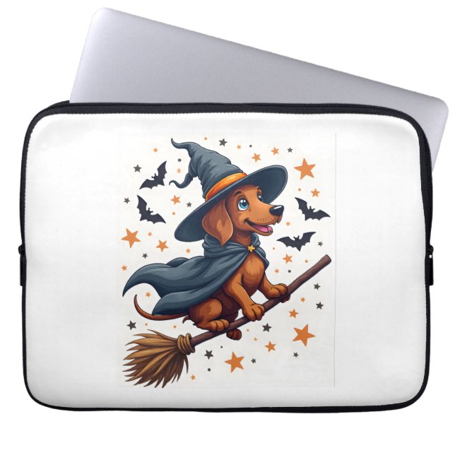 Witchy Dachshund Delight Laptop Sleeve (Front)