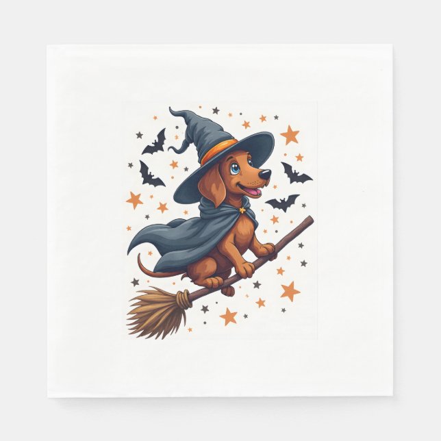 Witchy Dachshund Delight Napkin (Front)