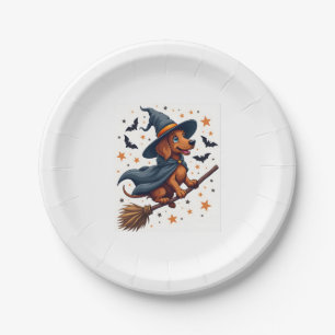 Witchy Dachshund Delight Paper Plate