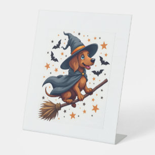 Witchy Dachshund Delight Pedestal Sign