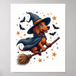 Witchy Dachshund Delight Poster