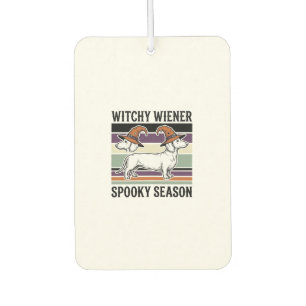 Witchy Dachshund Halloween Vintage Engraving Dog S Car Air Freshener