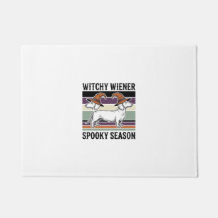 Witchy Dachshund Halloween Vintage Engraving Dog S Doormat