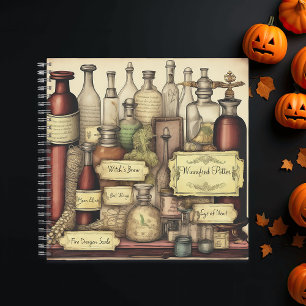 Witchy Dark Academia Potion Bottles, Personalised Notebook