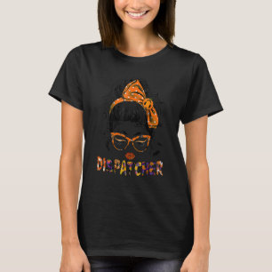 Witchy Dispatcher 911 Halloween Women Messy Bun Di T-Shirt