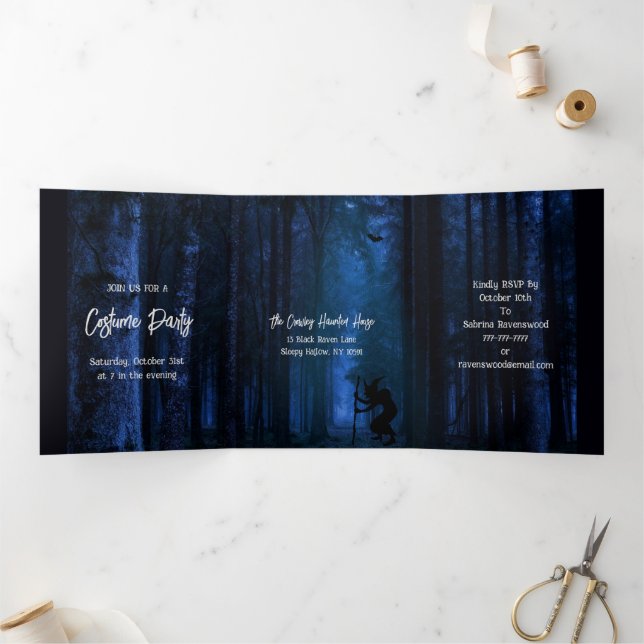 Witchy Forest Halloween Party Tri-Fold Invitation (Inside)