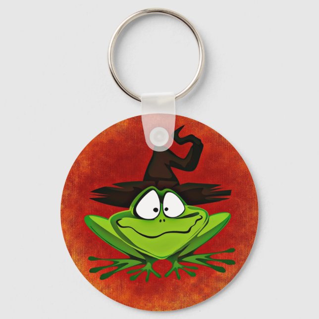 Witchy Frog Button Keychain (Front)