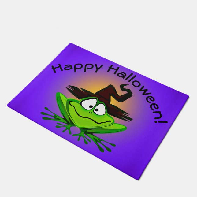 Witchy Frog on Purple Doormat (Angled)
