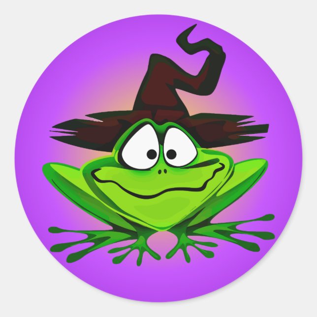 Witchy Frog Purple Classic Round Sticker (Front)