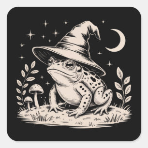 Witchy Frog Vintage Halloween Goblincore Square Sticker