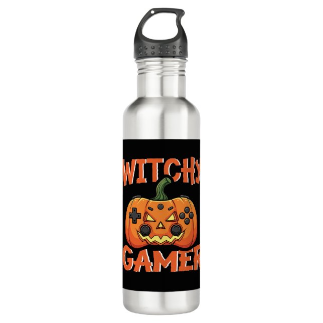 Witchy Gamer Halloween 710 Ml Water Bottle (Front)