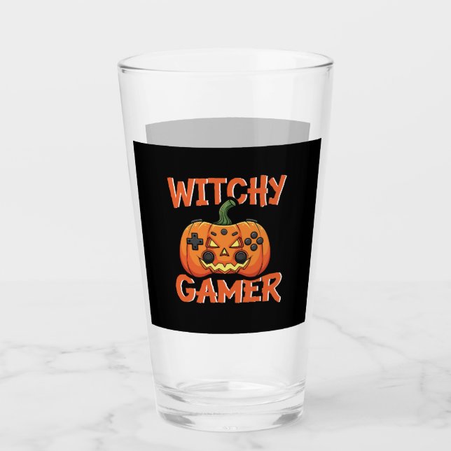 Witchy Gamer Halloween Glass (Front)