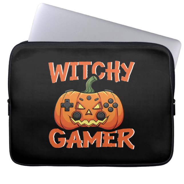 Witchy Gamer Halloween Laptop Sleeve (Front)