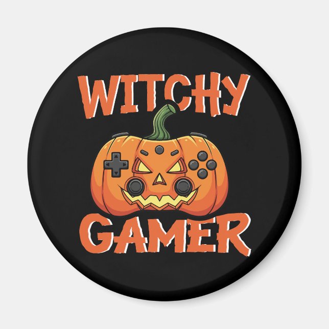 Witchy Gamer Halloween Magnet (Front)