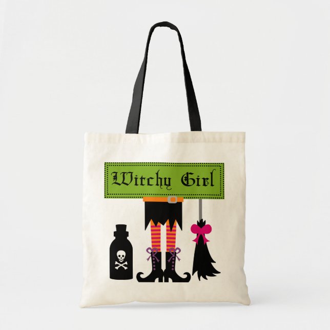 Witchy Girl Halloween T-shirts and Gifts Tote Bag (Front)