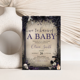 Witchy Gothic Halloween Baby Shower Invitation