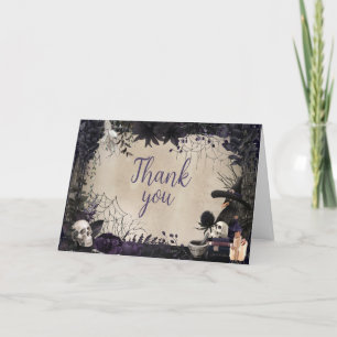 Witchy Gothic Halloween Baby Shower Thank You Card