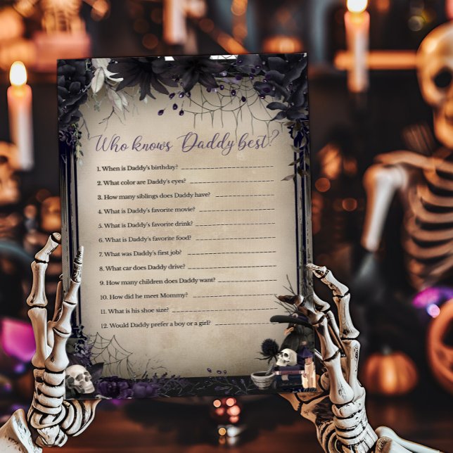 Witchy Gothic Halloween Who knows Daddy Best Game (Witchy Baby Shower Who knows Daddy Best Game)