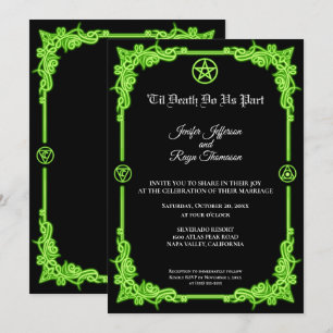 Witchy green Glow Gothic wedding Invitation