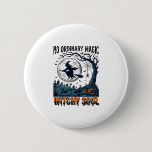 Witchy Halloween Art Vintage Engraving Moonlit Spe 6 Cm Round Badge