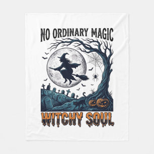 Witchy Halloween Art Vintage Engraving Moonlit Spe Fleece Blanket