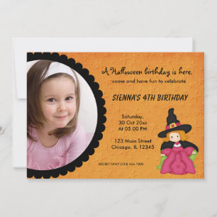Witchy Halloween Birthday (Orange) Invitation