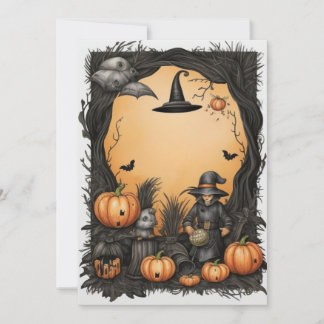 Witchy Halloween Blank Invitation
